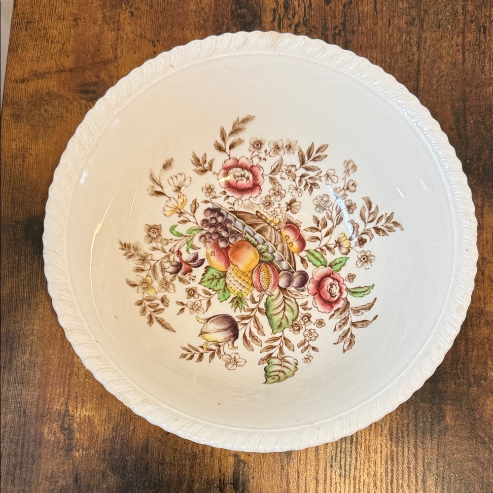 Vintage Johnson Brothers Floral and Fruit Design Bowl